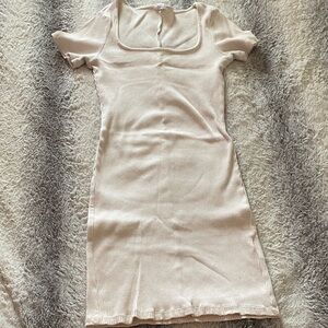 4/$30 Cotton On Ribbed Square-Neck Mini Dress in Light Beige